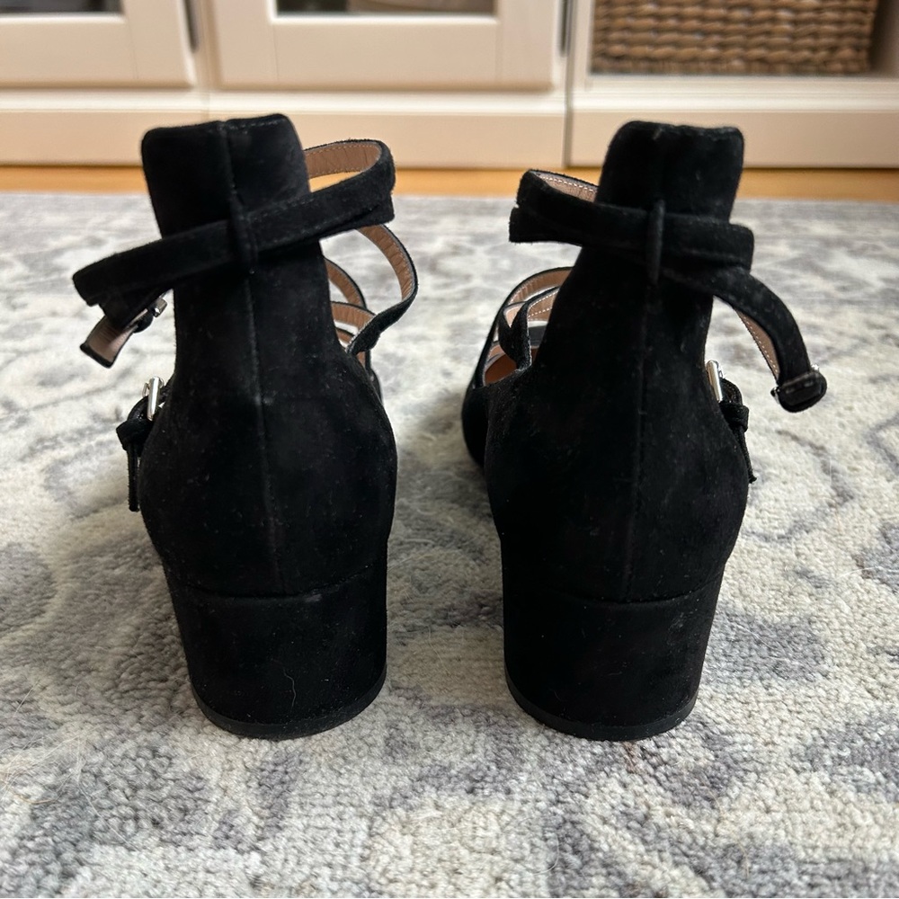 🖤 Gianvito Rossi Black Suede Strappy Block Heel Pumps with Box - Picture 8 of 14